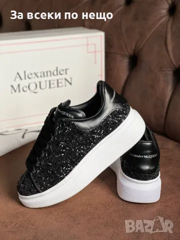 Alexander McQueen Дамски Черни Блестящи Маратонки👟Дамски Спортни Обувки В Черен Цвят Код E213, снимка 2 - Маратонки - 50410912