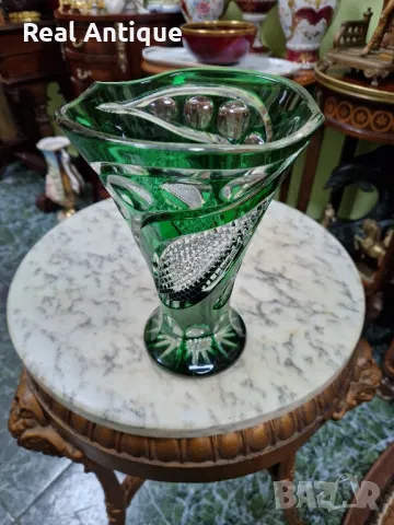Прекрасна антикварна колекционерска немска кристална ваза , снимка 5 - Вази - 50070710