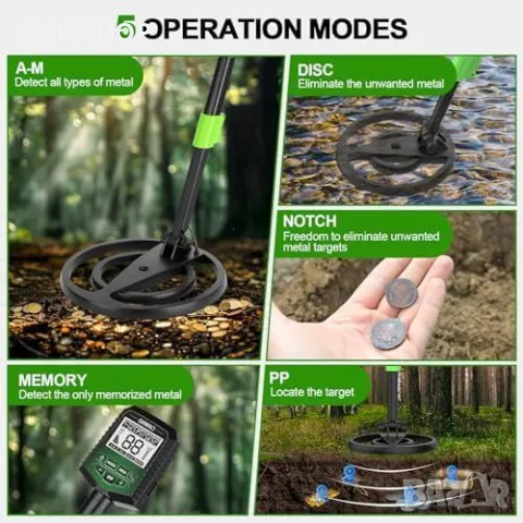 Нов OMMO металдетектор за възрастни - сгъваем, високочувствителен, снимка 6 - Друга електроника - 49203001