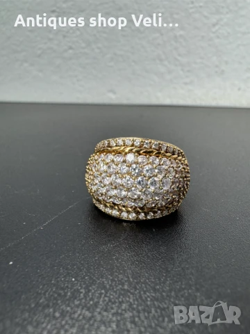 Сребърен пръстен с позлата и циркони №7090 , снимка 4 - Пръстени - 50789840