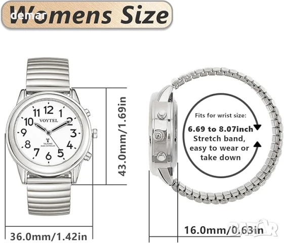 Дамски атомен говорещ часовник MAUJOY, говорещ часовник на английски език, снимка 6 - Дамски - 50595506