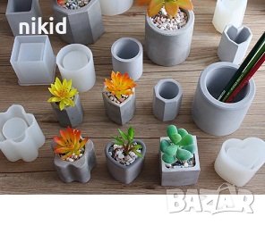 Цилиндър Кръг Квадрат сърце цвете висок силиконов молд форма калъп свещи восък гипс свещ смола кашпа, снимка 9 - Форми - 29515640