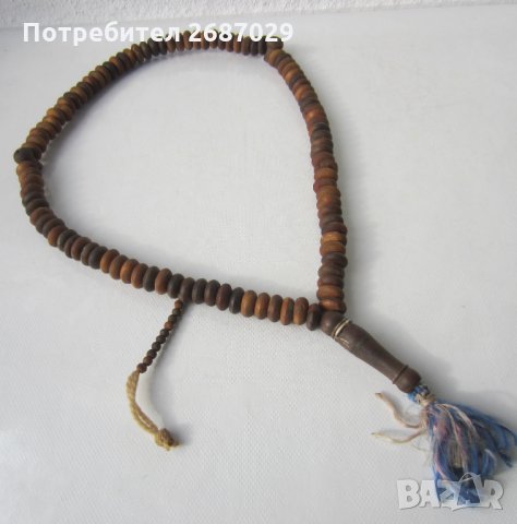 3 стари Броеници: Стара дървена молитвена броеница от Тибет, червена, дърво