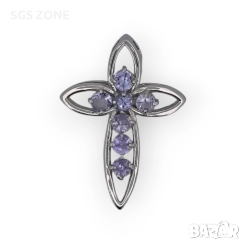 СРЕБЪРЕН КРЪСТ С ТАНЗАНИТ ИЛИ МУЛТИТУРМАЛИН, снимка 4 - Колиета, медальони, синджири - 52403403