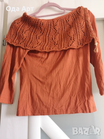 Блузата с плетен детал, вискоза, снимка 6 - Блузи с дълъг ръкав и пуловери - 50724937