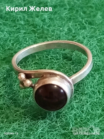 Сребърен пръстен с ювелирно фасетиран АХАТ майсторска изработка 27748, снимка 2 - Пръстени - 52884254