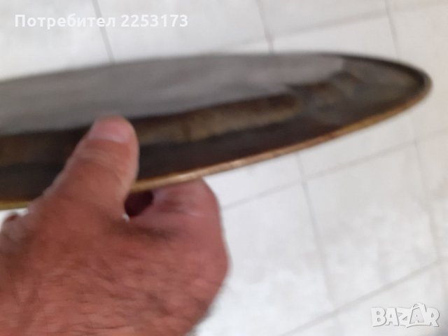 Арабски месингов поднос рисуван, снимка 3 - Декорация за дома - 33676357