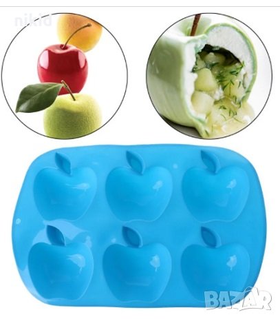 6 големи ябълки ябълка силиконов молд форма калъп шоколад гипс кексчета мъфини, снимка 2 - Форми - 32796274