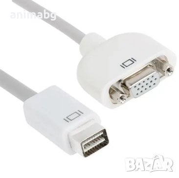 ANIMABG Преходник Mini DVI към VGA адаптер за връзка на Mac PC компютър MacBook Laptop лаптоп с мони, снимка 4 - Кабели и адаптери - 44077030