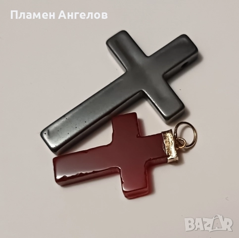 Арт кръстчета 2 брояот хематит и карнеол, снимка 3 - Колиета, медальони, синджири - 52054435