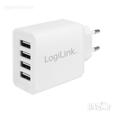 Адаптер USB Charger 4x, 4.8A, white, Logilink SS300959
