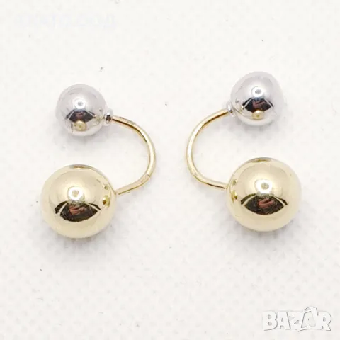 Златни обеци -14К с топчета, снимка 9 - Обеци - 26905872