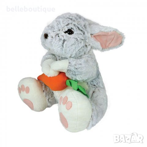Голям плюшен сив заек с морков