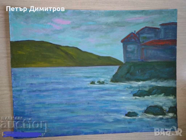 Картина Пайзаж Море масло върху фазер, снимка 3 - Картини - 52747229