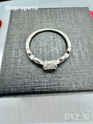 Сребърен пръстен с мойсанит (диамант) 0.5 карата, снимка 10 - Пръстени - 53205675