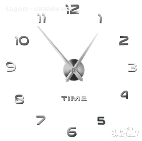 Декоративен стенен часовник,  3D цифри, безшумен механизъм, без рамка, регулируем 60-130см Ruhhy, снимка 3 - Стенни часовници - 52688976