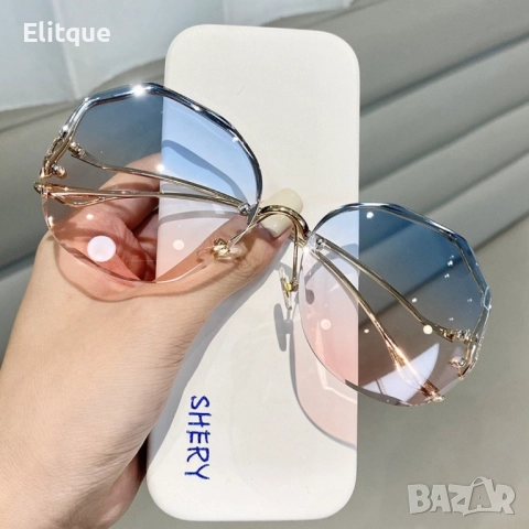 Дамски полигонални слънчеви очила без рамки + калъфче., снимка 7 - Слънчеви и диоптрични очила - 52869390