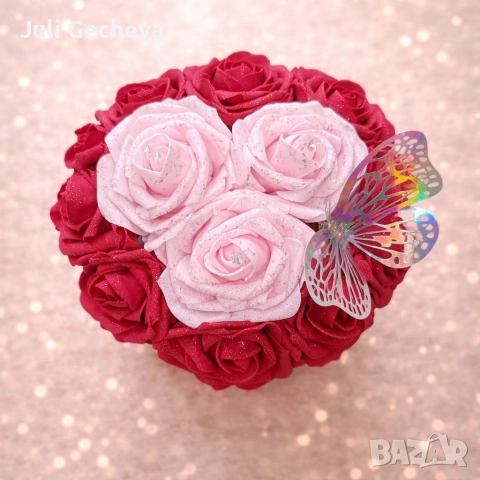 Кашпа с вечни рози , снимка 2 - Подаръци за жени - 53601780