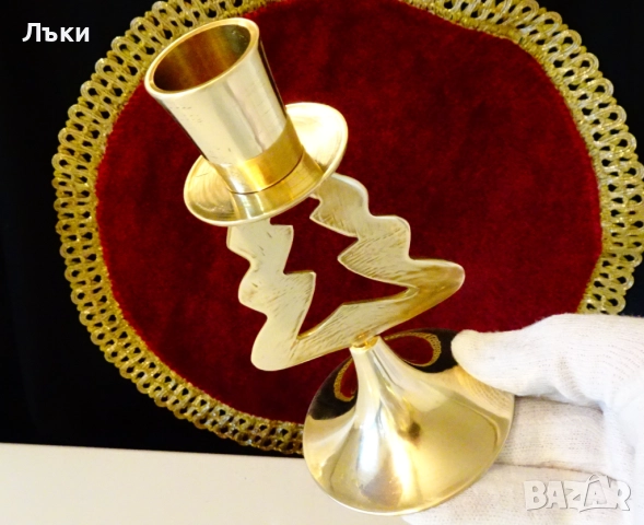 Бронзов свещник Елха,позлата. 