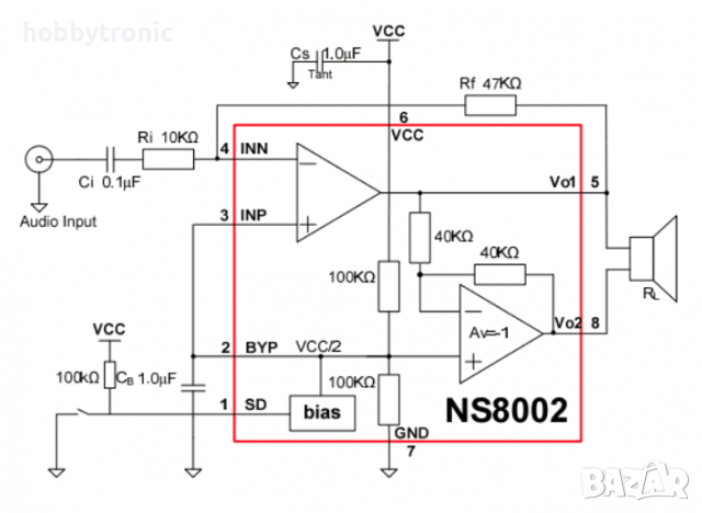LM4871, MD8002 5V, 3W mono усилвател SO8 , снимка 2 - Друга електроника - 35784876