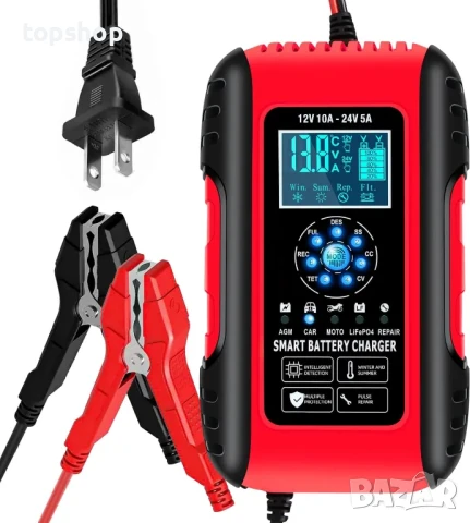 Зарядно за алумилатори E-FAST, 10A Lifepo4, 12/24V, всичко в 1 - камион, кола, мотоциклет, лодка...