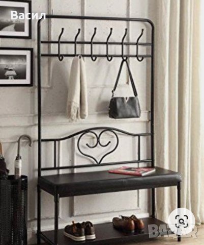 Компмект закачалка и шкафче за обувки с ковано желязо, снимка 6 - Етажерки - 33082417