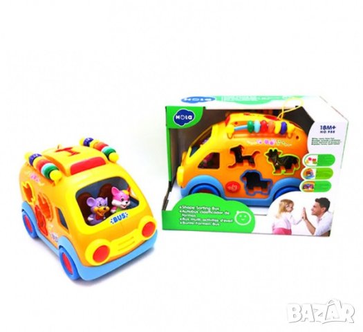 Образователен, интерактивен автобус с животинки HOLA SHAPE SORTING BUS TOY NO.988, снимка 2 - Музикални играчки - 43425014