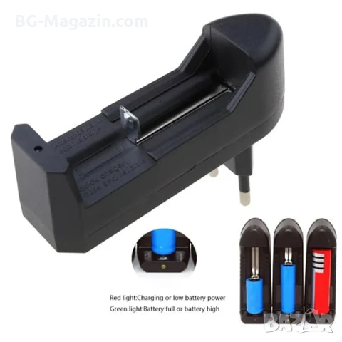Универсално евтино зарядно устройство за батерии 18650 16340 123 14500 на ток за контакт с преходник, снимка 2 - Друга електроника - 51041582