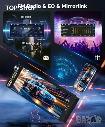 Ново Авто Радио 1DIN 6.9" CarPlay, Android Auto, Камера, BT за кола, снимка 5 - Друга електроника - 49321287