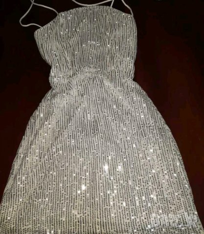 ЛИКВИДАЦИЯ! Елегантна официална бяла рокля с пайети, снимка 9 - Рокли - 38035933