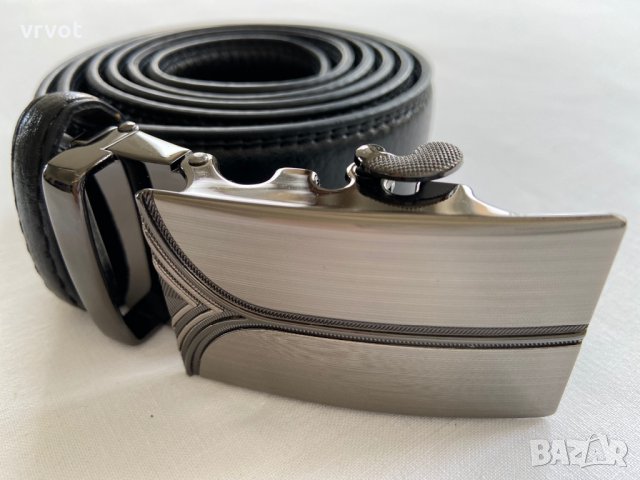 Колани от естествена кожа с оксидирана автоматична тока, снимка 2 - Колани - 28860696