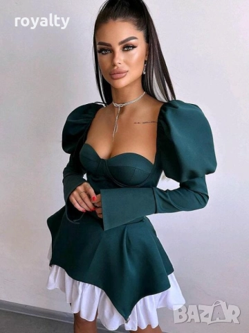 Дамска зелена ефектна рокля