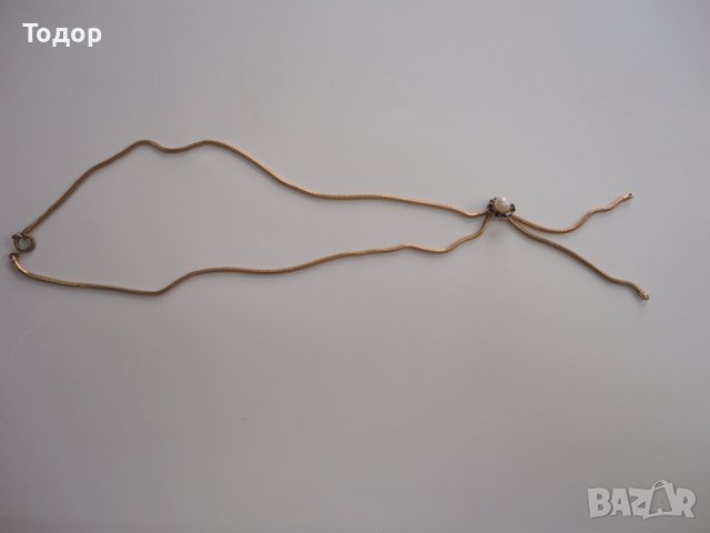 Позлатено колие с камъни и перла 