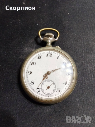 Швейцарски джобен часовник посребрени капаци - Argentan -  Цилиндър - РЯДЪК, снимка 2 - Джобни - 49814879