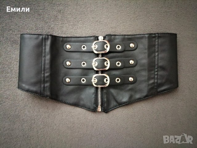 Широк кожен колан за талия - корсет с цип, катарами и ластик р-р S, M, снимка 13 - Корсети, бюстиета, топове - 43518487