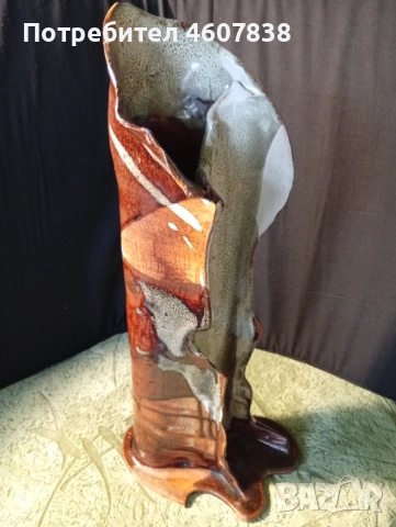 Керамична ваза немска авторска 38 см, снимка 2 - Декорация за дома - 52302122