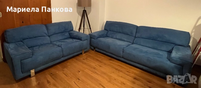 Дивани с плюшена тапицерия в отлично състояние, снимка 4 - Дивани и мека мебел - 53155341