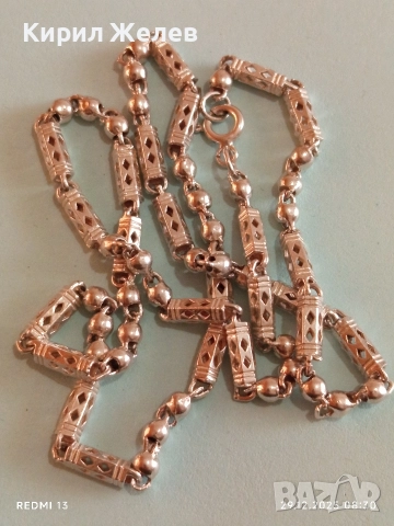 Винтидж сребърен ланец плетка тип БАРЕЛ елегантен стилен дизайн 20972, снимка 4 - Колиета, медальони, синджири - 52924875