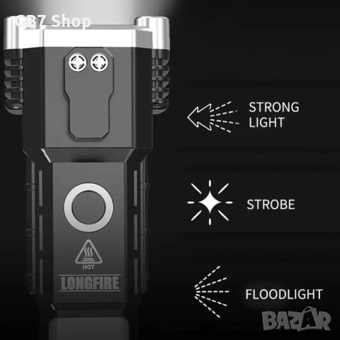 🔦 4 в 1 Многофункционален LED Фенер с USB Зареждане, Power Bank, Автомобилен Сейфти Чук и Нож , снимка 6 - Аксесоари и консумативи - 52741016