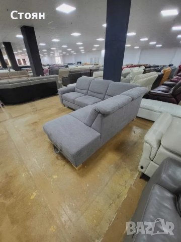 Сив ъглов диван от плат с функция сън и ракла "PP - LA20014", снимка 2 - Дивани и мека мебел - 39964994