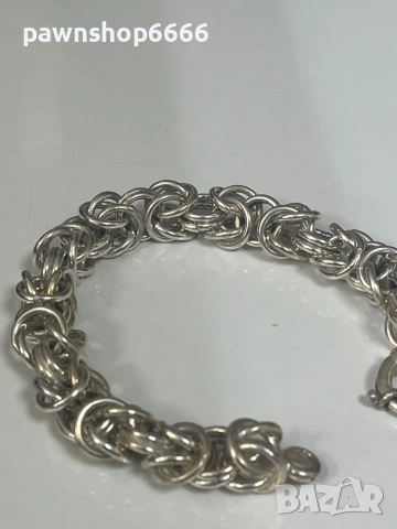 Сребърна гривна кралска плетка 925, снимка 5 - Гривни - 51674859