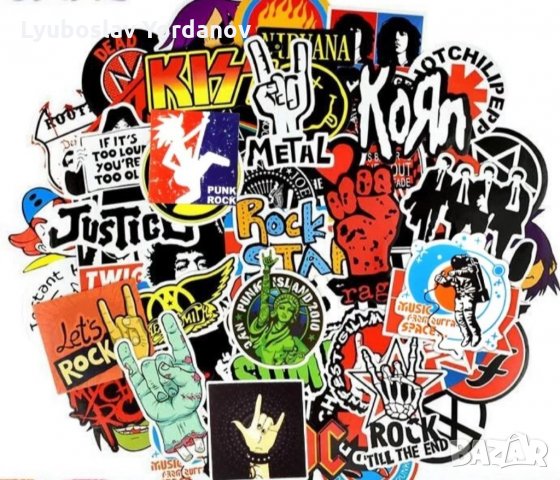 Водоустойчиви стикери 50/100 бр. Rock,Metal,Bands,Punk/Рок,Метал,Банди, снимка 1 - Аксесоари и консумативи - 33196236