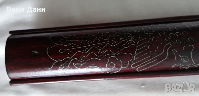 неупотребявани Комплект чопстикс в кутия махагон с бронзови инкрустации, снимка 5 - Други ценни предмети - 38925291