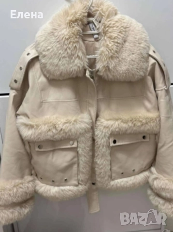 Дамско кожено яке с пух , снимка 2 - Якета - 52858122