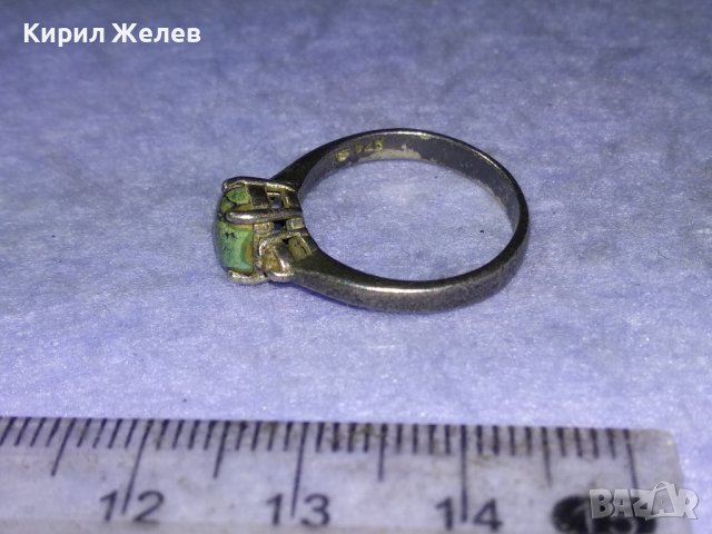 Стар АНГЛИЙСКИ СРЕБЪРЕН ПРЪСТЕН ЛАКИРАНО СРЕБРО 925 с НАТУРАЛЕН ШЛИФОВАН НЕФРИТ и ЦИРКОНИ 39897, снимка 15 - Пръстени - 43221752