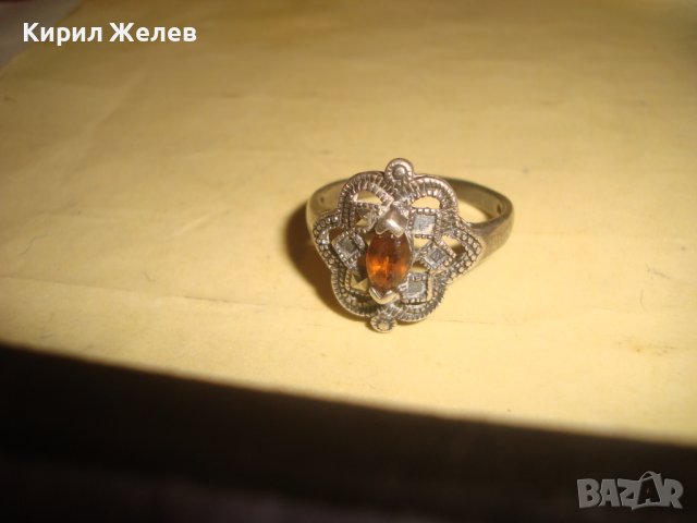 СТАР РУБИНЕН СРЕБЪРЕН АРТ ДЕКО СКЪПОЦЕНЕН ПРЪСТЕН ОКСИДИРАНО СРЕБРО 925 и ПЕЧАТ CW за КАМЪКА 27328, снимка 12 - Пръстени - 36795742