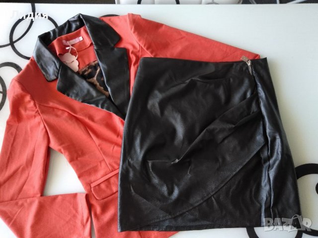 Дамски комплект сако и кожена пола S размер, снимка 2 - Комплекти - 38040334