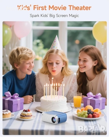 Мини проектор с WiFi и Bluetooth, преносим мини проектор за iPhone, външни филмови проектори, поддър, снимка 5 - Плейъри, домашно кино, прожектори - 52922422