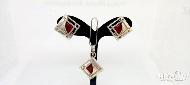 Сребърен комплект пръстен обеци и висулка-32,55гр/925, снимка 3 - Бижутерийни комплекти - 38242011