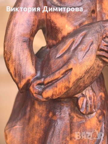 Дървена фигура " Момичето с гъска" , снимка 4 - Декорация за дома - 53599462